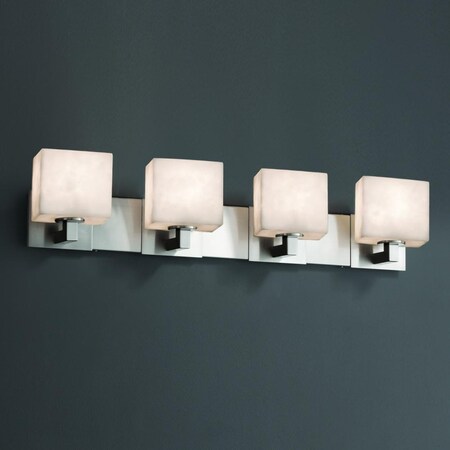 Justice Design Group Lighting CLD-8924-55-NCKL Justice Design Group - Clouds - Modular 4-Light Bath bar - Rectangle - Brushed Nickel Finish with Clouds Shade,
